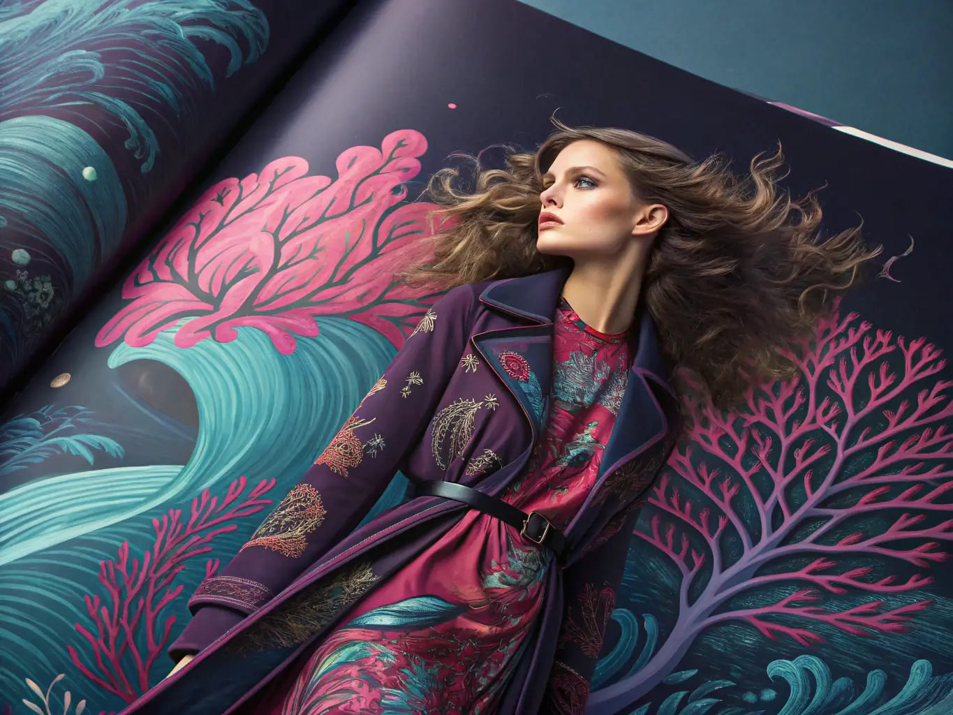 A visually stunning fashion spread from the magazine, emphasizing the focus on style, trends, and the latest in Hollywood fashion.