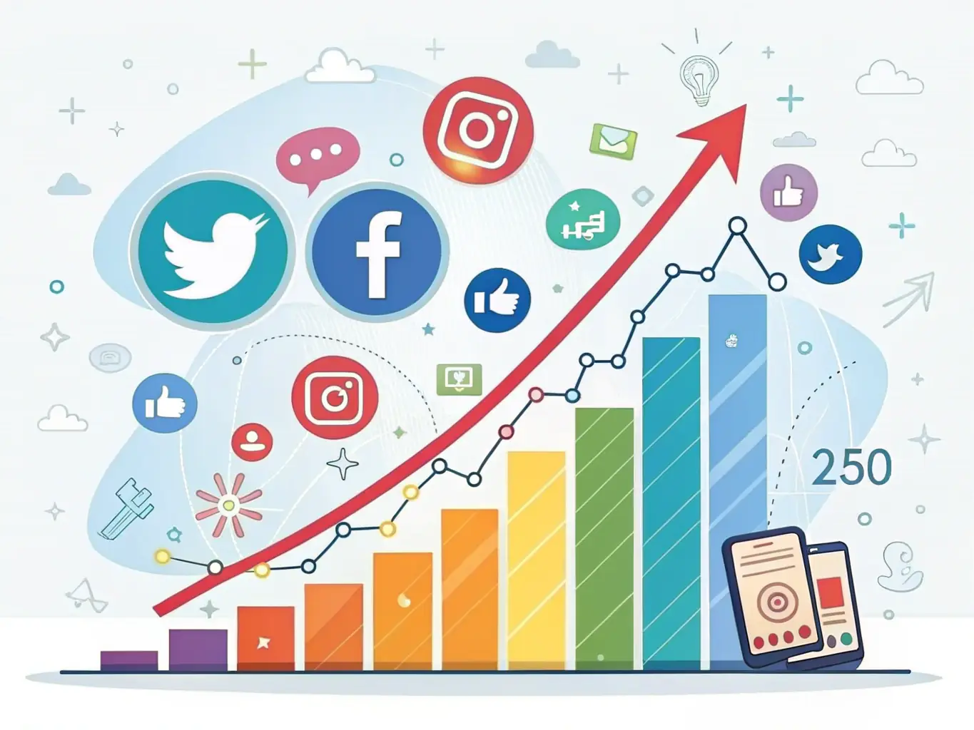 A visually appealing graphic illustrating the growth in website traffic and social media engagement for Hollywood Weekly Magazine, demonstrating the magazine's expanding reach and influence.